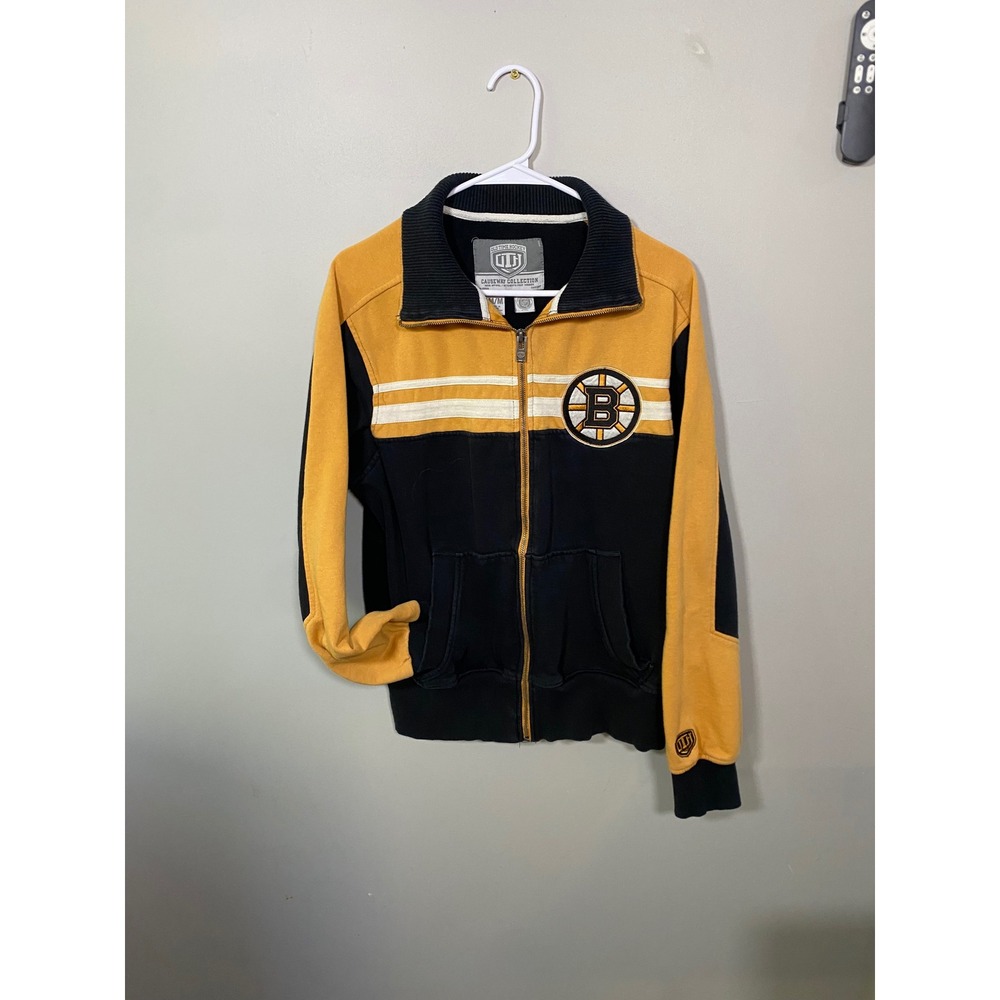 Old Time Hockey Boston Bruins Full Zip Jacket Men Medium Black Gold Good NHL